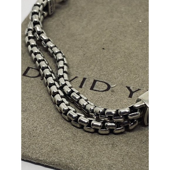 David Yurman Sterling Silver & Onyx ID Bracelet Double Box Chain Link 8.5” - Picture 6 of 9